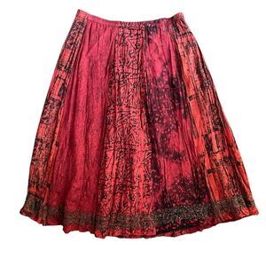 Silk A-Line Bohemian Maxi Skirt Size 12 Vibrant Reds Sequin Bead Trim